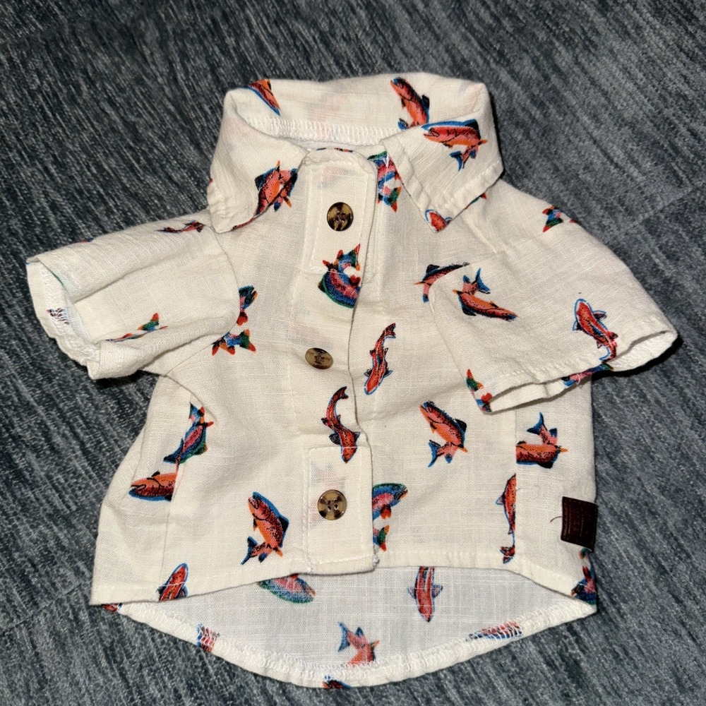 Top Paw Dog Button Down Shirt Fish Trout Size XSmall Mini